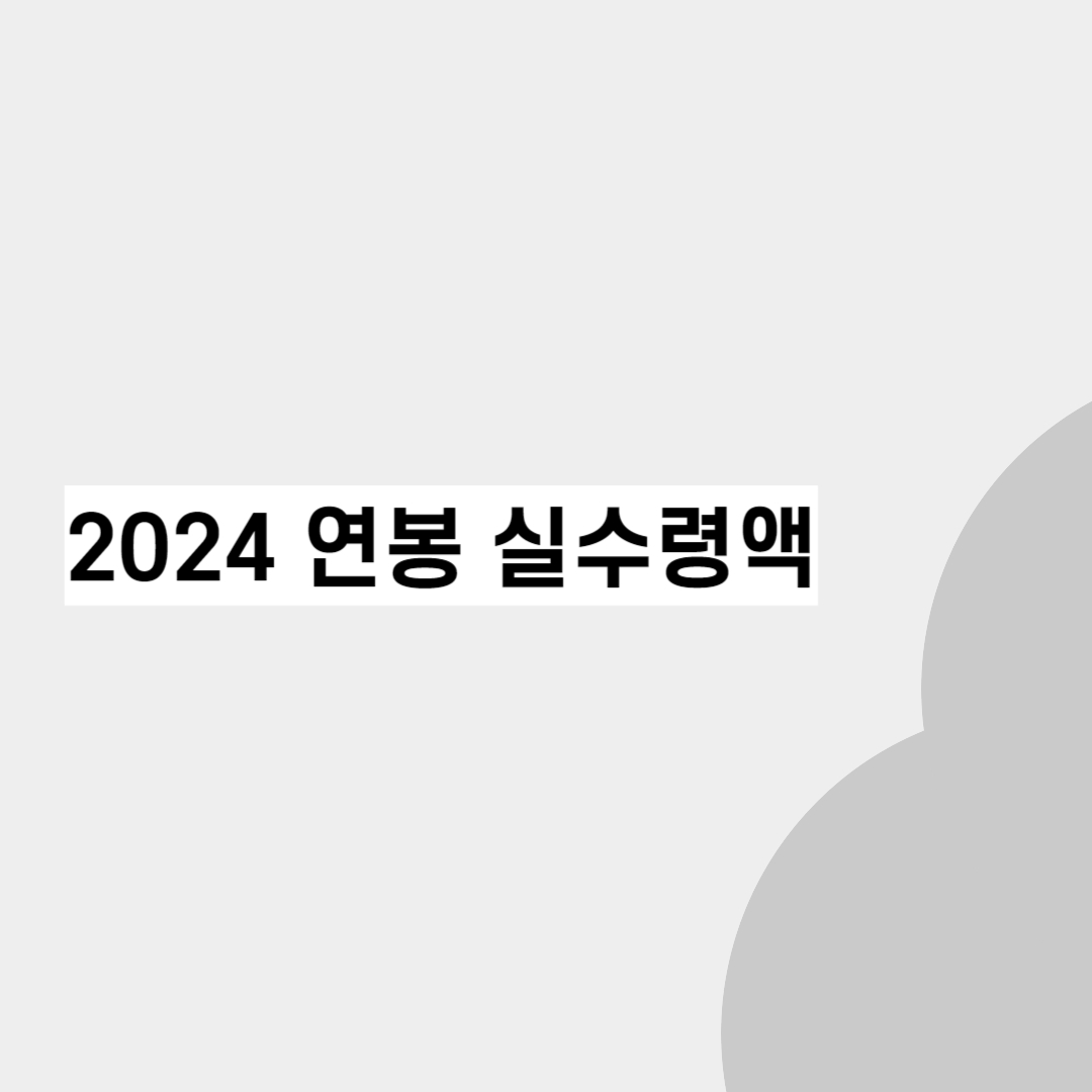 2024 연봉 실수령액, 근로자라면 꼭 알아야 하는 실수령액