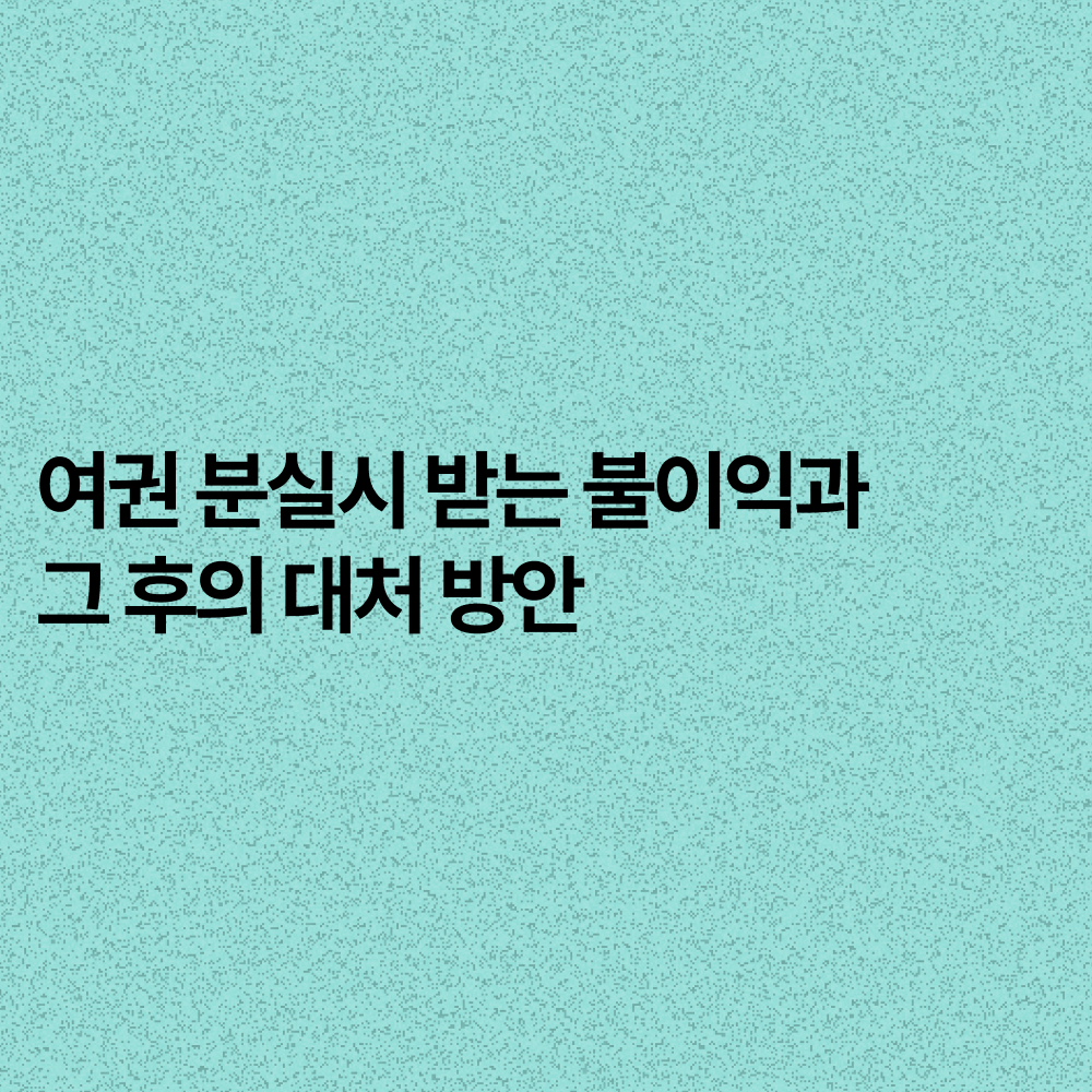여권 분실 후 받는 불이익과 대처 방법